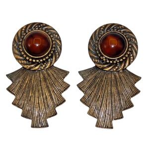 Vintage Gold and Brown Earrings